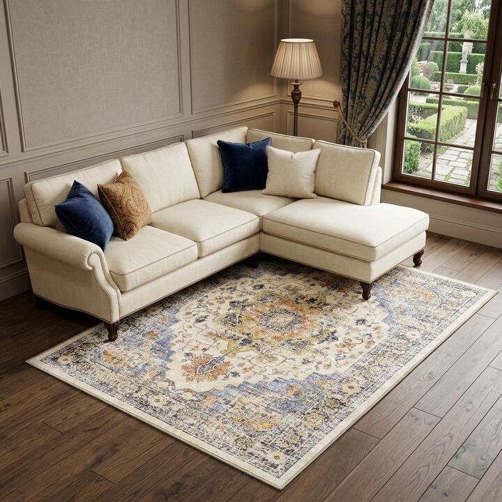 HomeRoots Medallion Washable Area Rug