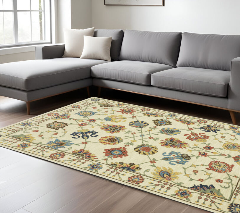 HomeRoots Oriental Area Rug With Fringe
