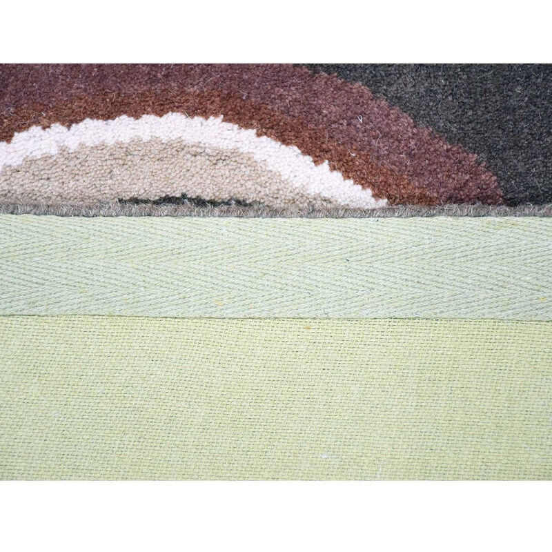 RUGSOTIC CARPETS HAND TUFTED WOOL ECO-FRIENDLY AREA RUGS  - 5'x7'6'', Rectangle Shape, Brown & Beige, Geometric Modern Design, High Pile Handmade Area Rugs for Living Room, Bed Room (K03096)