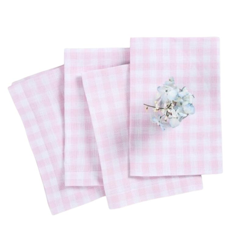 Solino Home Gingham Check 100% Linen Dinner Napkins &ndash; Set of 4, 20 x 20 in, Machine Washable, Holiday and Everyday Dining