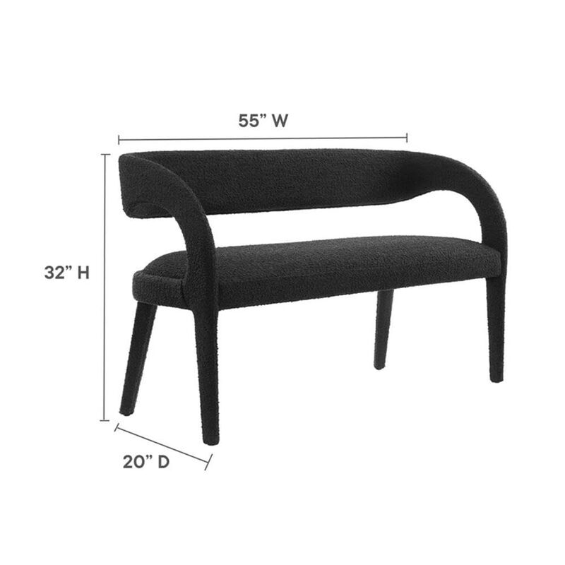 Modway Pinnacle Boucle Fabric Accent Bench in Black image number 2
