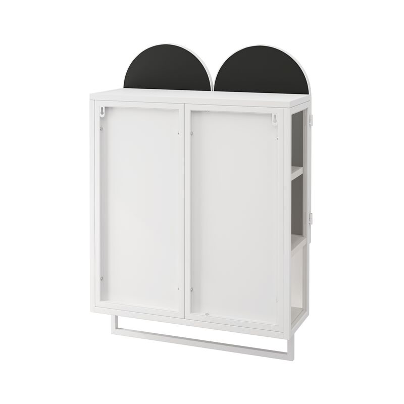 ELEMENT ACE Modern Double-Arched Mirror Cabinet with Adjustable Shelves and Towel Rack for Bathroom Organization and Storage image number 9