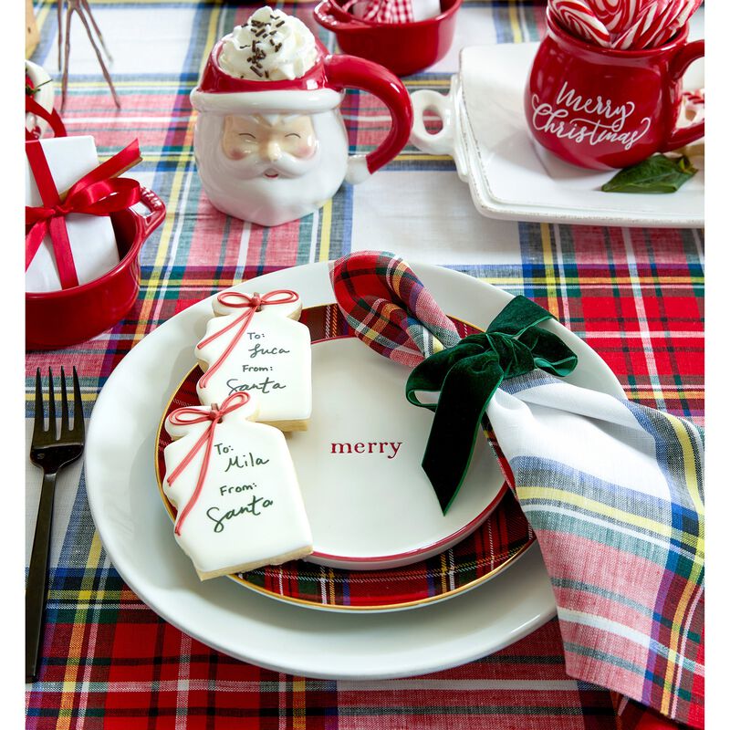 Solino Home Stewart Plaid 100% Linen Table Throw &ndash; Handcrafted, Machine Washable, Perfect for Holiday and Everyday Dining