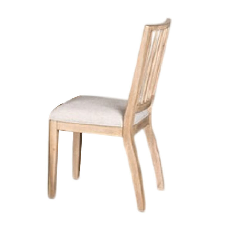 Lucas 7pc Dining Table Set, 6 Spindle Back Fabric Chair, Natural Brown - Benzara