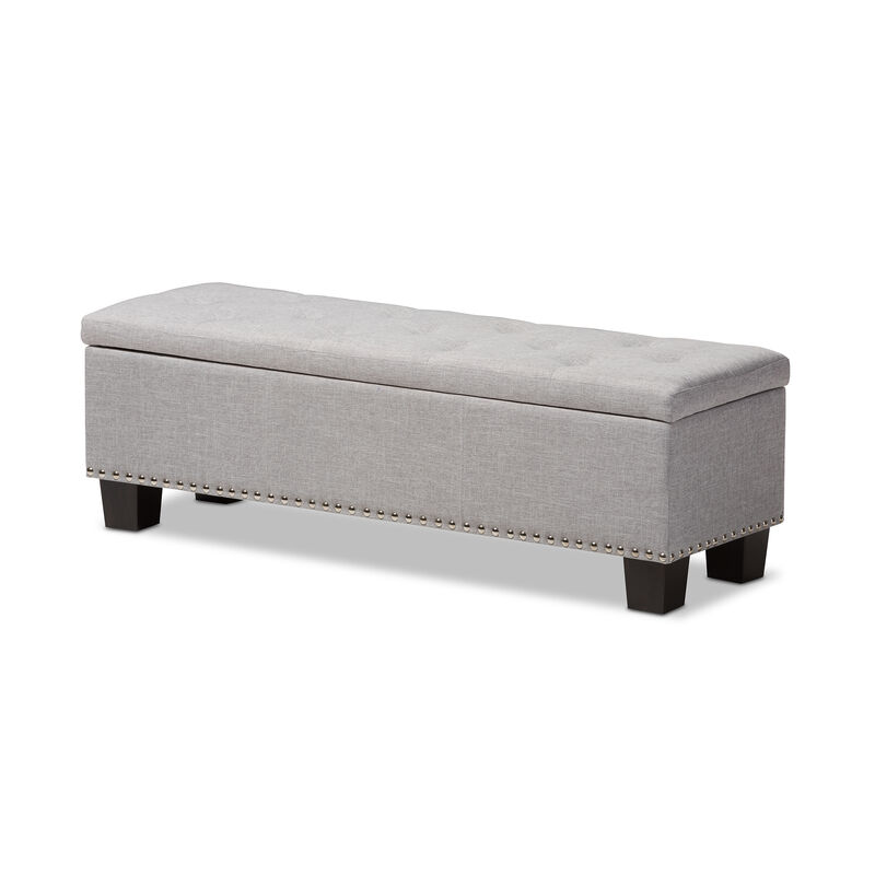 Baxton Studio Hannah Modern Grayish Beige Fabric Upholstered Storage Ottoman Bench