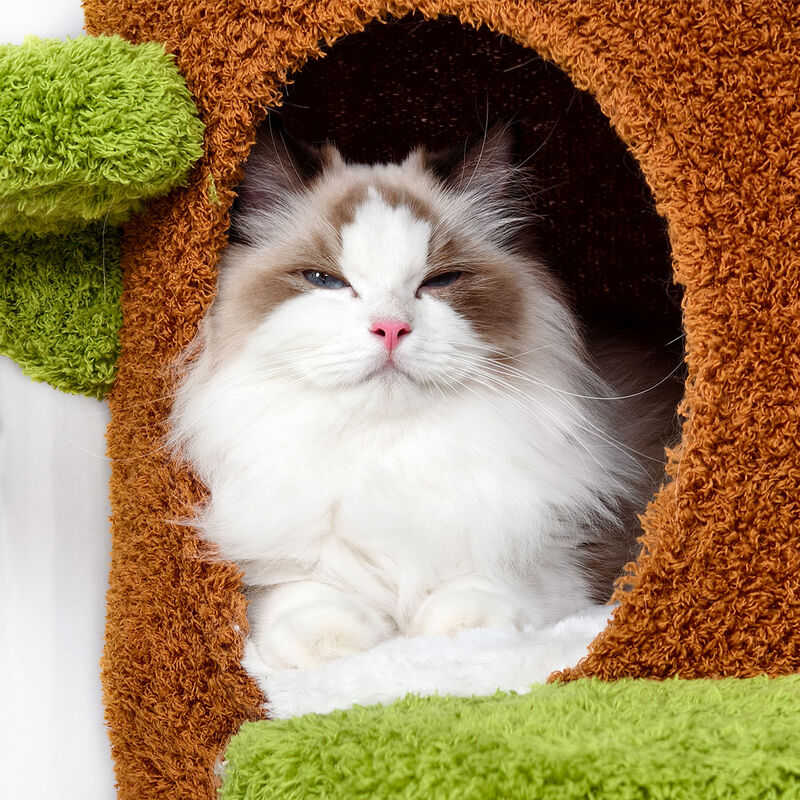 148CM Tall Wooden Cat Tree Tower Condo for Large Cats Activity with Steps &Posts image number 6