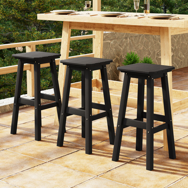 WestinTrends 29" HDPE Outdoor Patio Square Bar Stools Set of 3