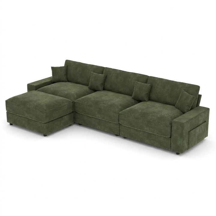 Vipbear 114.2" Modular L-Shaped Sectional Sofa, Oversized Cloud Couch with Ottoman for Living Room