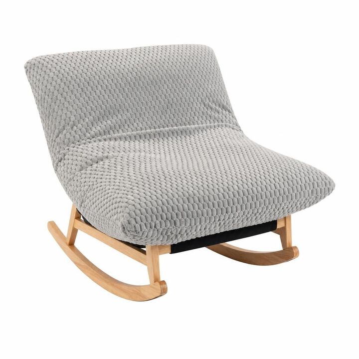 GOODSILO Armless Bean Bag Rocking Chair with Solid Wood Frame, Casual Single Lazy Sofa with Backrest for Living Room and Bedroom Seating