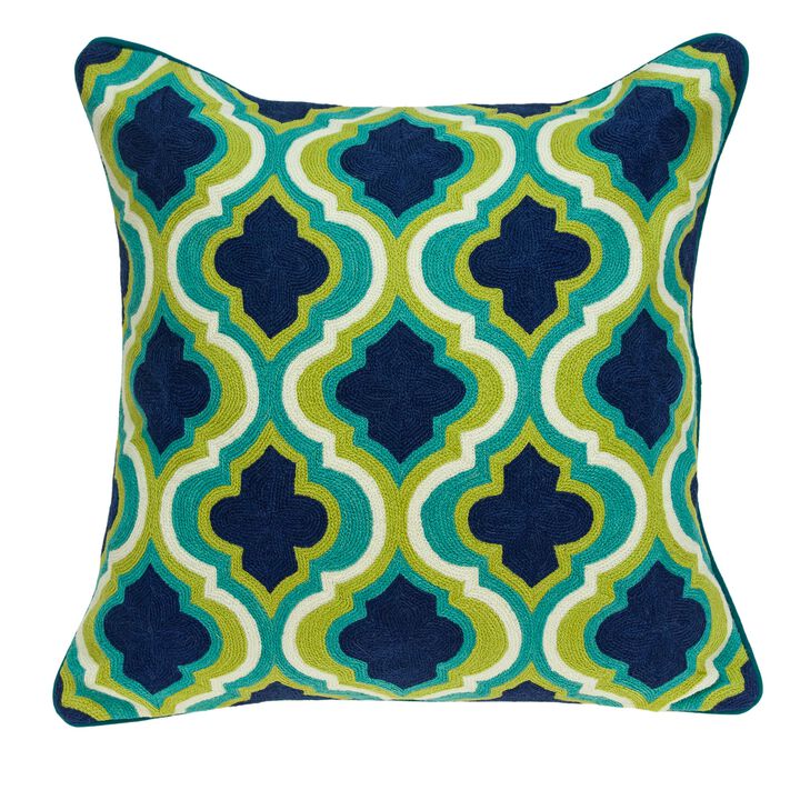 20" Traditionally Handcrafted Multicolored  Throw Pillow