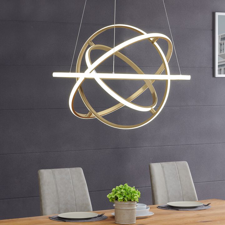 Oxford Chandelier Sandy Gold Metal Integrated LED Dimmable