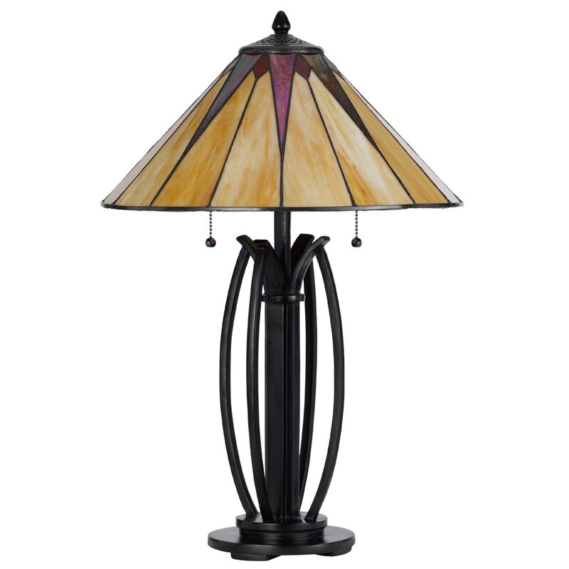 Eli Table Lamp, 17 Inch Stained Tiffany Glass Shade, Bronze Metal, Resin image number 3