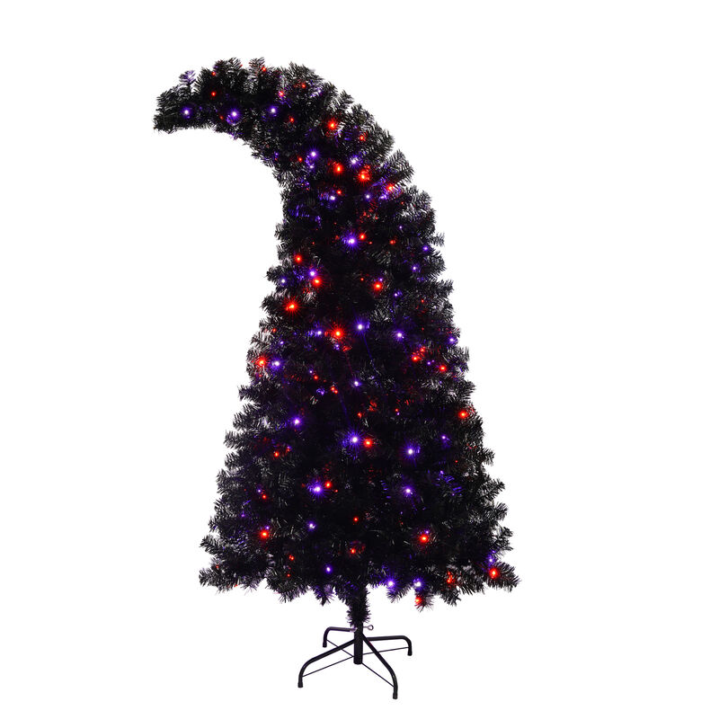Whisen 6FT Artificial Christmas Tree with LED Light, Pre-Lit Curved Shape Artificial Whimsical Xmas Tree with 900 Tips