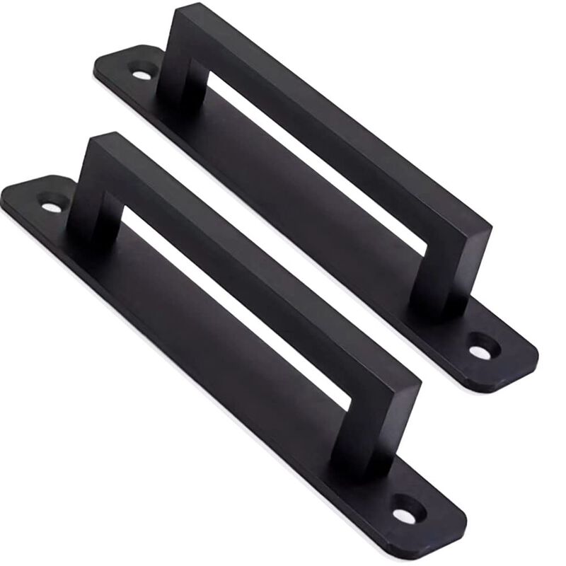 Westablize 12 Pack 5 Inch 128 mm Matte Black Square Cabinet Handles with Base Plate Aluminum Cabinet Pulls Drawer Pulls Sliding