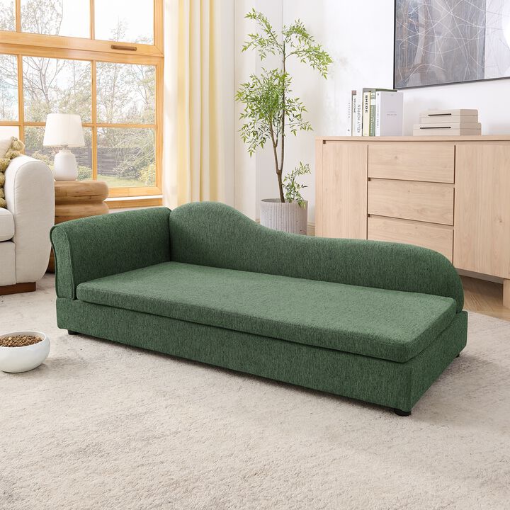 Dog Sofa for Medium Large Dogs, 55" Pet Couch with Irregular Backrest, Single Armrest