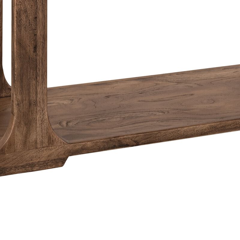 Eray Sofa Console Table, 1 Shelf, Almond Barrel Brown Wood, 59 Inch
