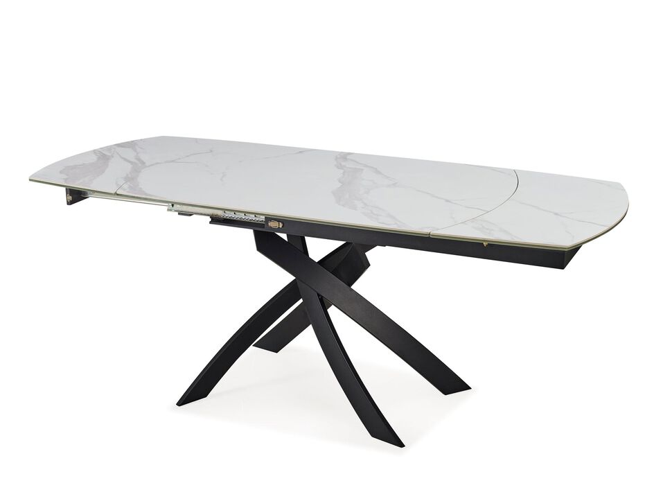 Dining table with Sintered stone top and black metal legs