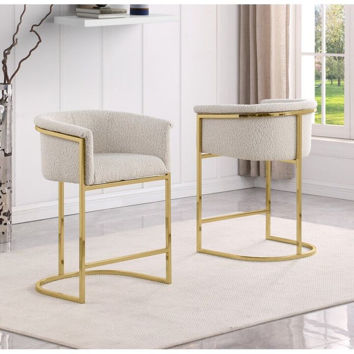 Best Quality Furniture Best Quality teddy Boucle in cream counter height chair - Set of 2