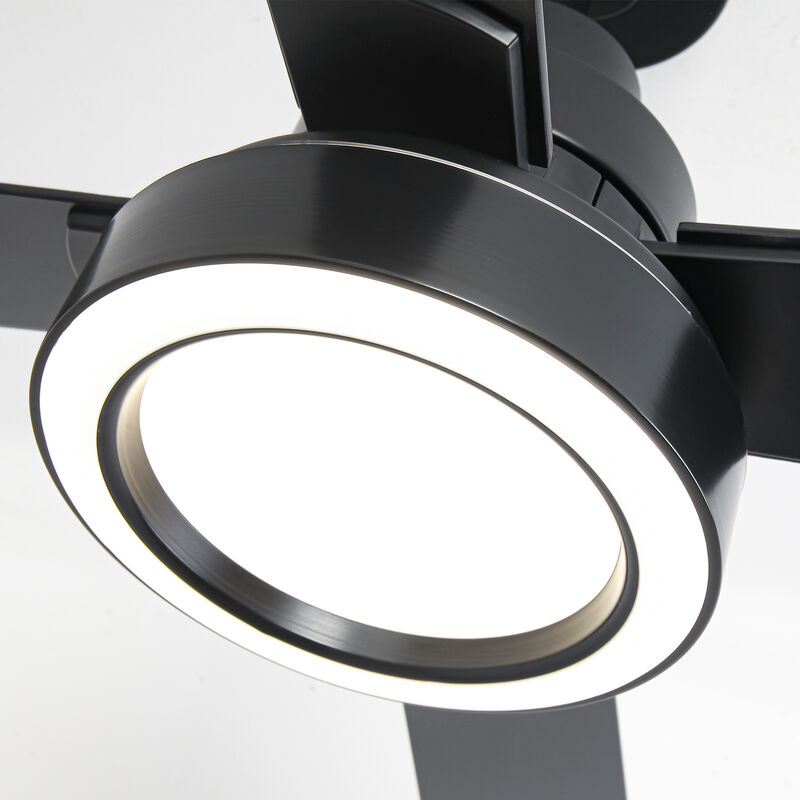 52 in. Smart Integrated LED Matte Black Ceiling Fan with APP Control and Remote