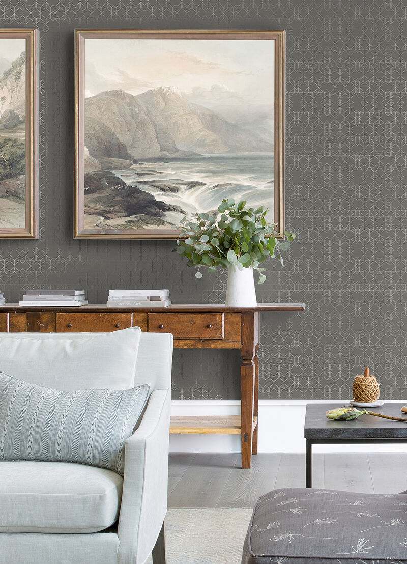 Paititi Sterling Geometric Trellis Wallpaper (Set of 2) image number 1