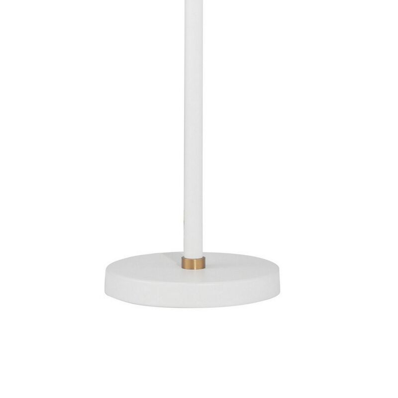 2 Globe Glass Table Lamp with Sleek Tubular Support, White-Benzara