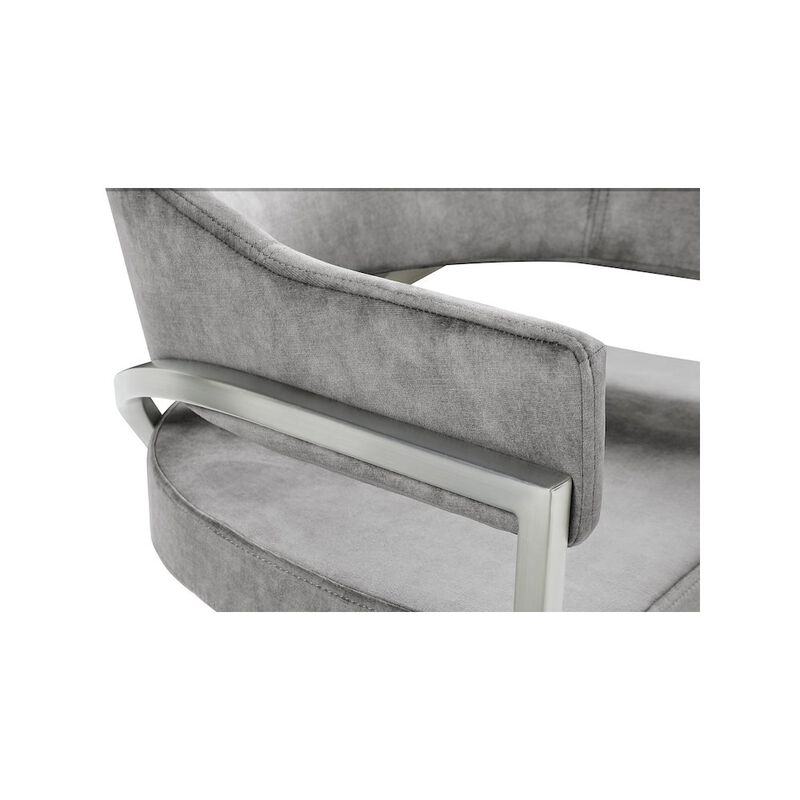 Meridian Furniture Madelyn Grey Velvet Dining Chair, Set of 2