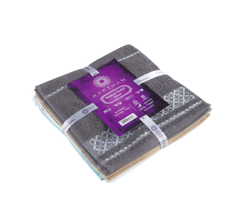 KAFTHAN Textile Multicolor Plaid Turkish Cotton Washcloths (Set of 10)