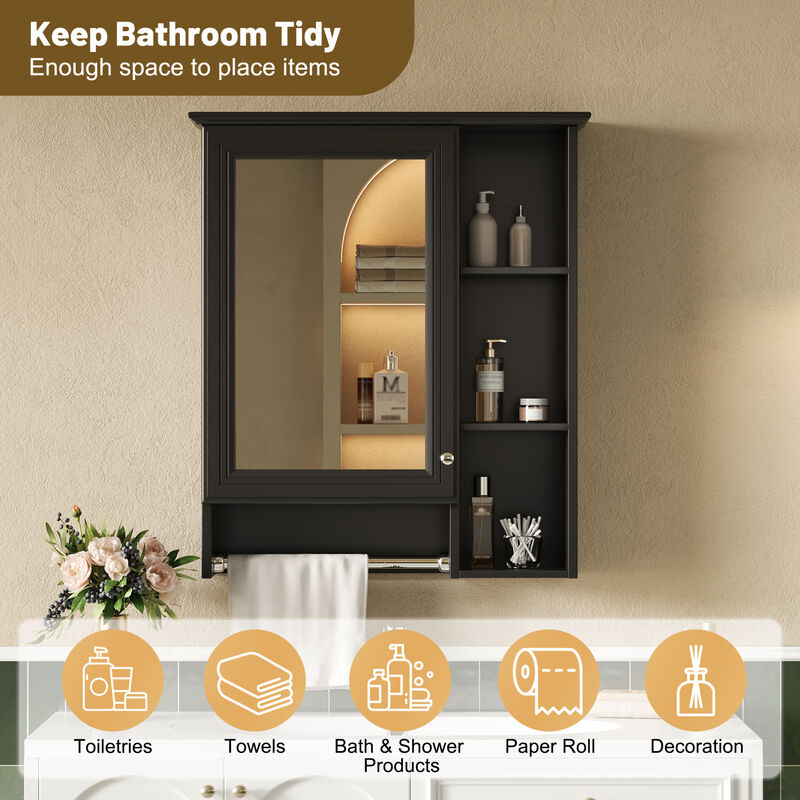 ELEMENT ACE Wall Mounted Medicine Cabinet with Adjustable Shelf and Integrated Towel Bar Organization Solution image number 8
