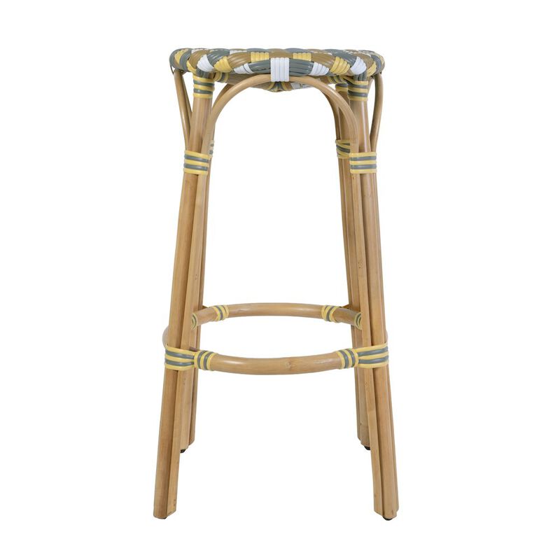 Butler Specialty Ballito 30 in. Seat Height Oval Rattan Bar Stool with Footrest, Yellow and Brown image number 5