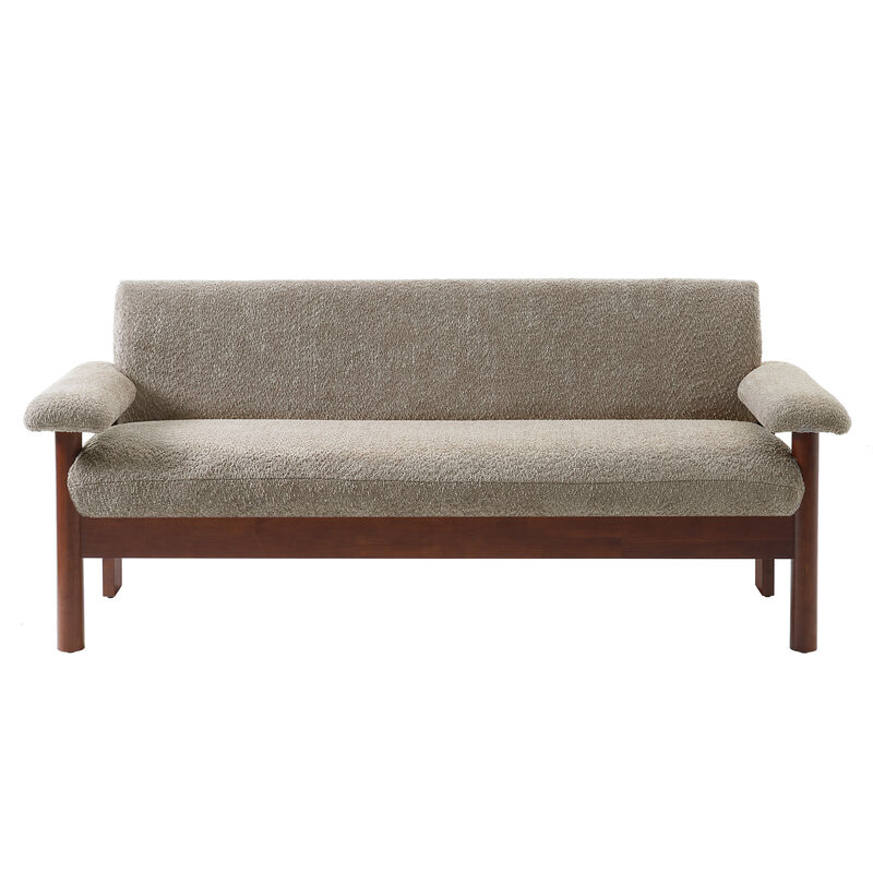 Merax Minimalist Berber Fleece 2-Seater Loveseat with Plush Arm Pillows & Full Rubberwood Frame image number 0