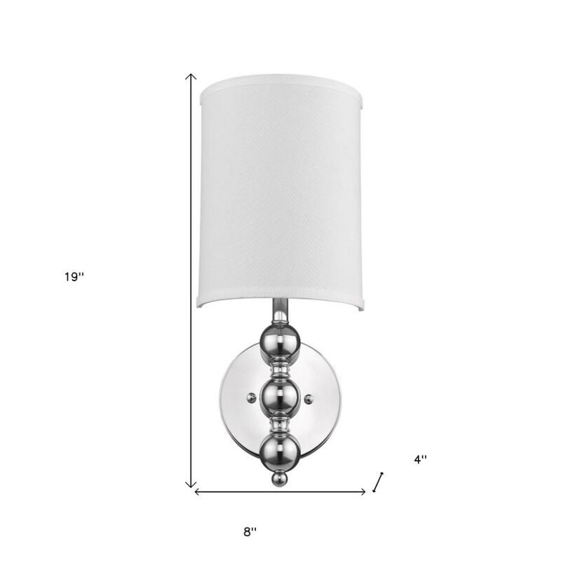 Hivvago Silver Chrome Wall Light with Linen Fabric Shade