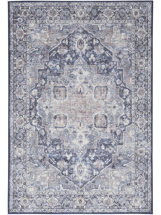 Machine Washable Series 1 SR101 Ivory/Navy 6' x 9' Rug