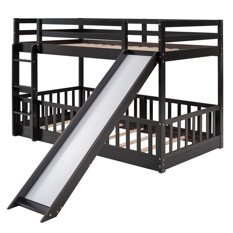 Merax Twin Over Twin Bunk Bed with Slide and Ladder