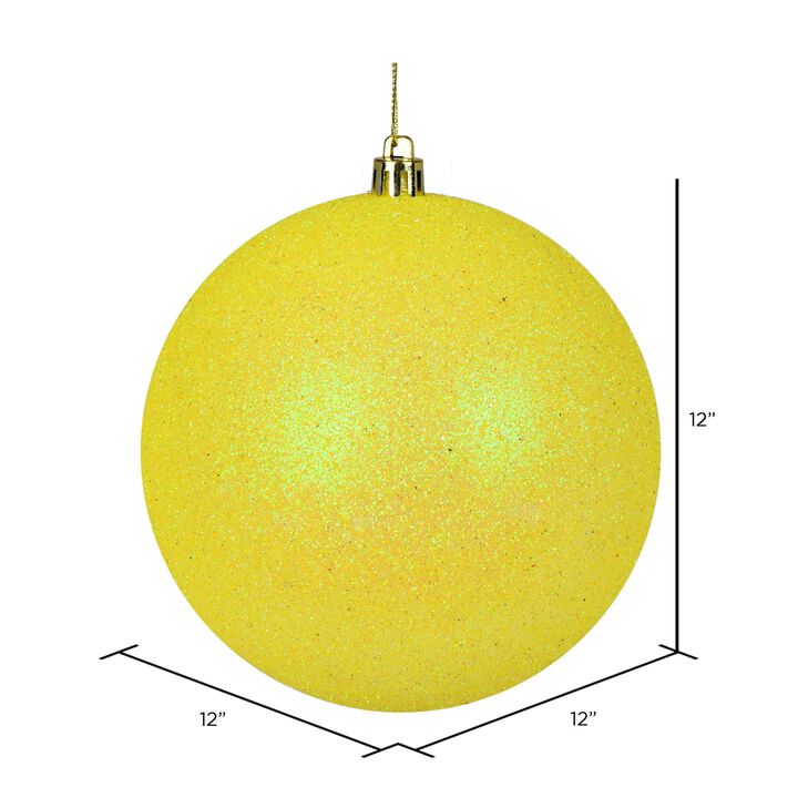 Yellow Glitter Ball Drilled