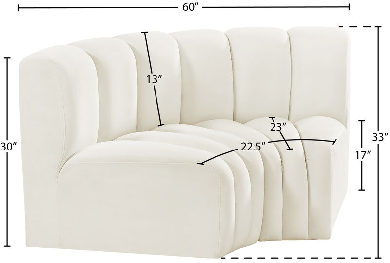 Meridian Furniture Arc Cream Velvet Modular Sofa