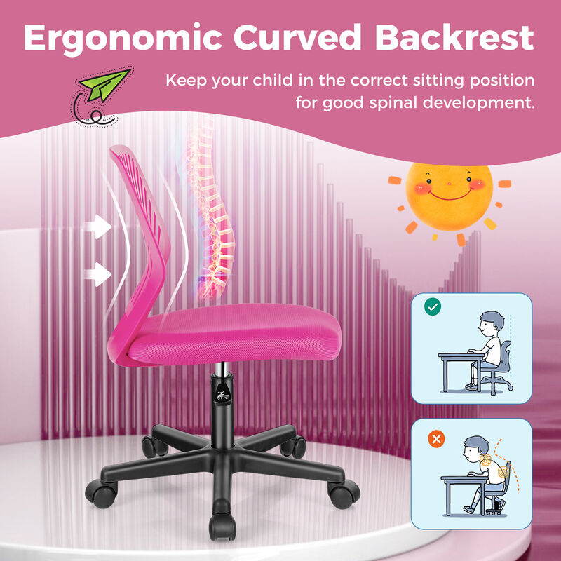 Height-adjustable Ergonomic Kids Desk Chair with Universal Casters