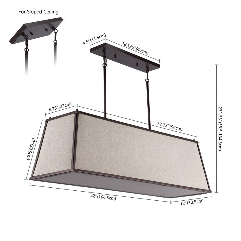 Crosby 4-Light Minimalist Industrial Trapezoidal Linen Iron Linear LED Pendant