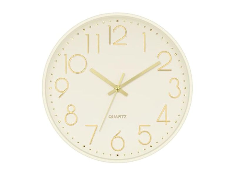 Cream Wall Clock 12 Inch Silent Non Ticking Modern Battery Operated image number 0
