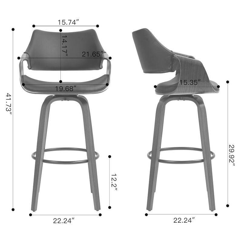 Glamour Home Beasley Black Faux Leather Bar Stool with Walnut Wood Legs