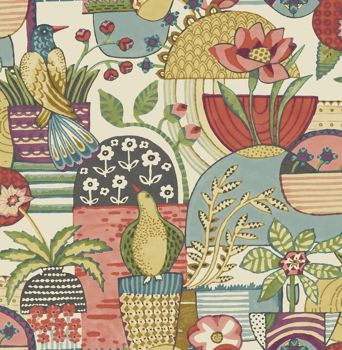 Fika Plum Blissful Birds & Blooms Wallpaper
