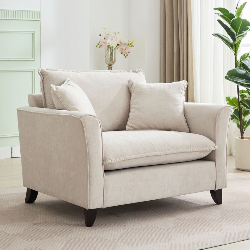 Merax Chenille Fabric Accent Armchair Single Sofa with Pillow for Living Room image number 1
