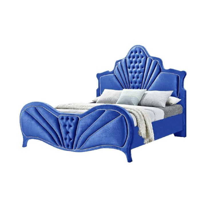 Dante Eastern King Bed, Blue Velvet