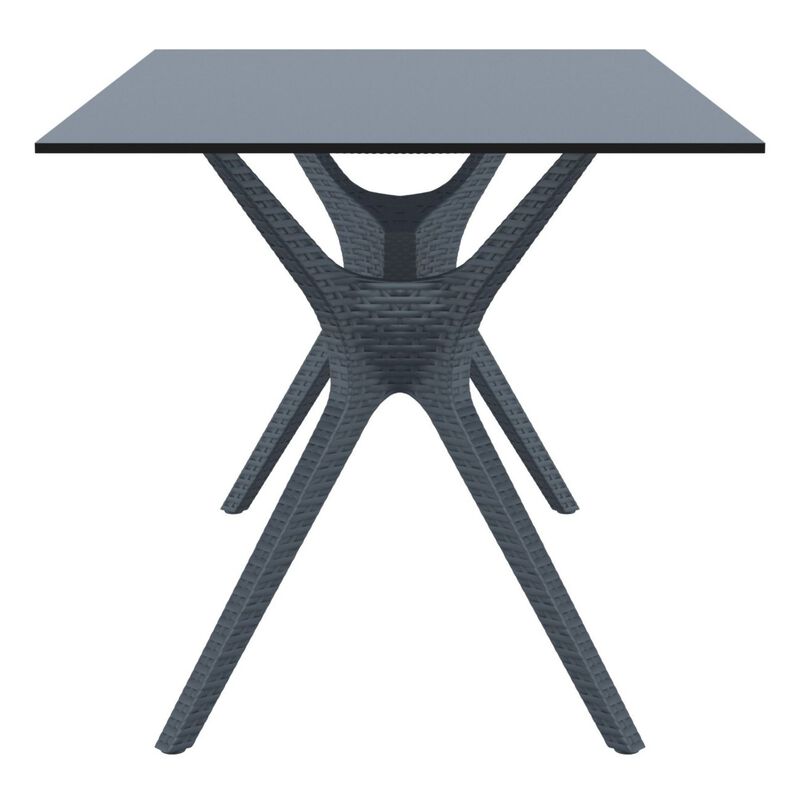 55" White Solid Rectangular Patio Dining Table