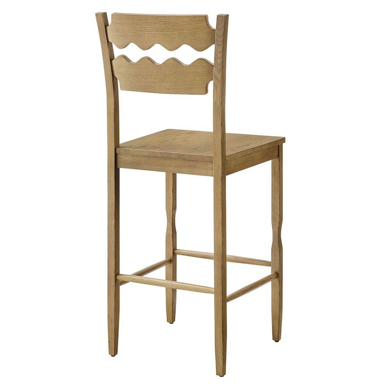 Jax Oak Wood Bar Stool With Wavy Razor Back image number 4