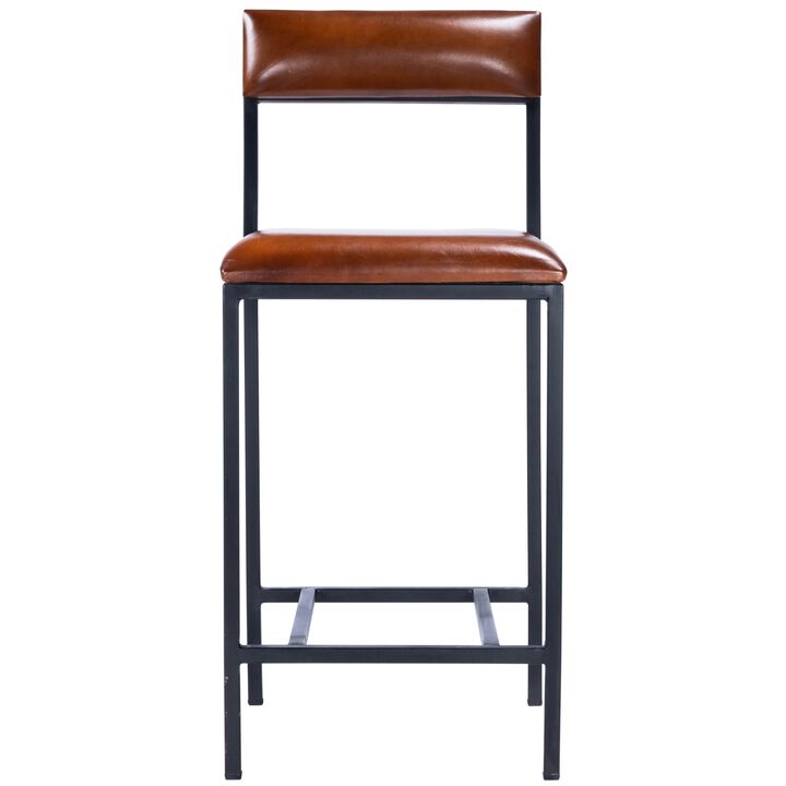 HomeRoots 27" Brown and Black Manufactured Wood and Iron Bar Chair