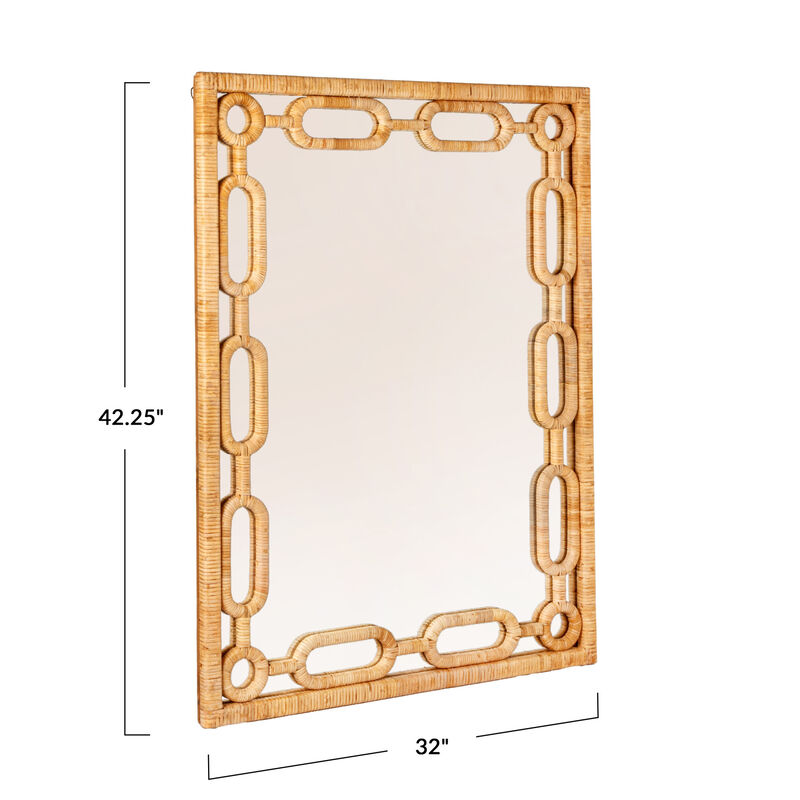 Woven Rattan Chain-Link Frame Mirror image number 2