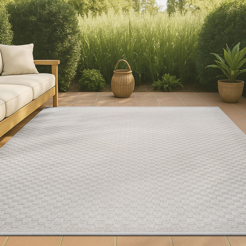 Finn High-Low Modern Minimalist Checkered Monotone Indoor Area Rug