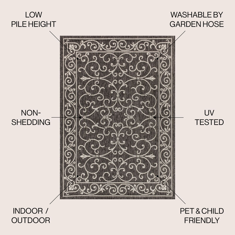 Charleston Vintage Filigree Textured Weave Indoor/Outdoor Area Rug