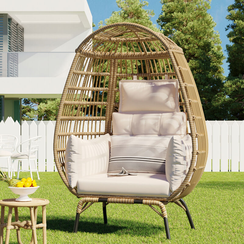 Merax Rope Egg-shaped Chair with Removable Cushion