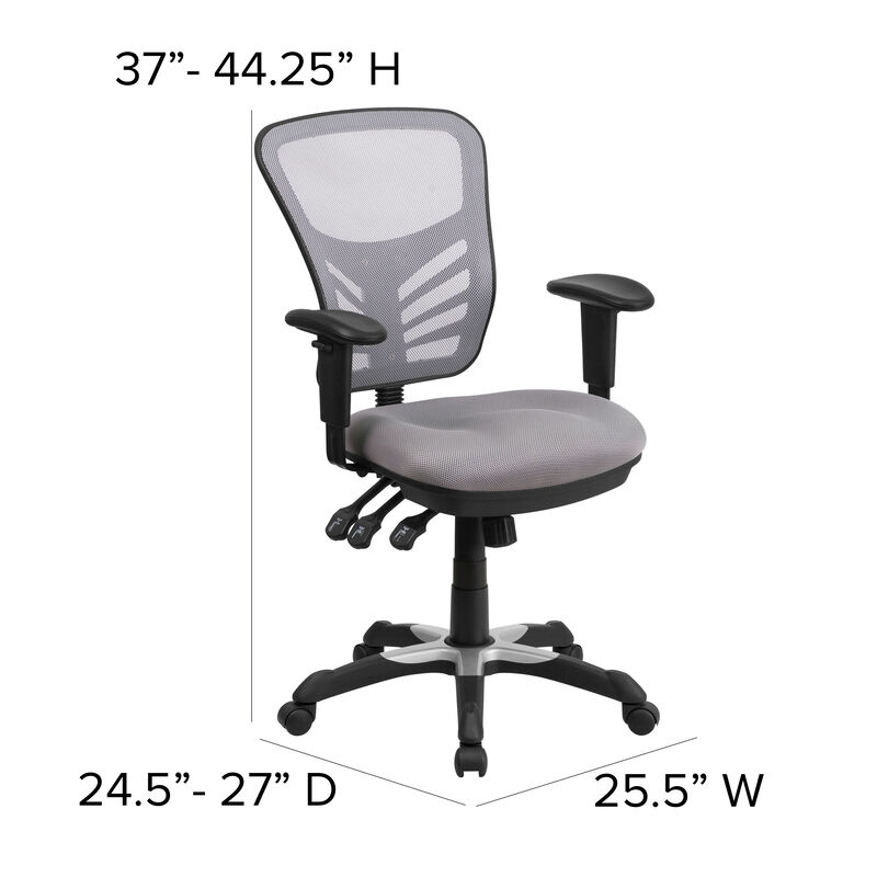 Nicholas Mid-Back Dark Gray Mesh Multifunction Executive Swivel Ergonomic Office Chair with Adjustable Arms image number 4